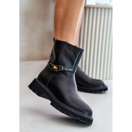 GOE Stivaletti da donna in pelle con cintura Nera nero 1