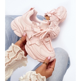 Scarpe sportive rosa con suola massiccia 2