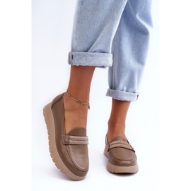 Lemar Scarpe da donna in pelle sulla piattaforma beige 1