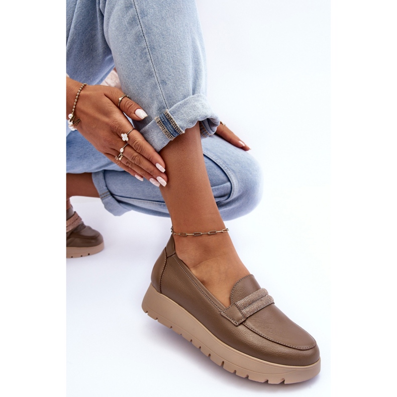Lemar Scarpe da donna in pelle sulla piattaforma beige 2
