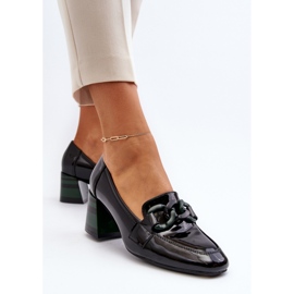 Décolleté da donna con tacco alto con decorazione Nero/Verde 1