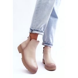Stivaletti platform da donna beige 1