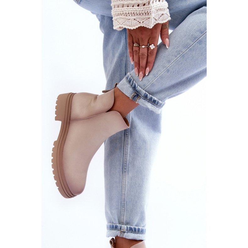 Stivaletti platform da donna beige 2