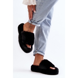 Pantofole in pelliccia da donna nere nero 1