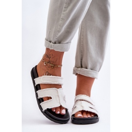 Infradito da donna con suola piatta, Bianco 1