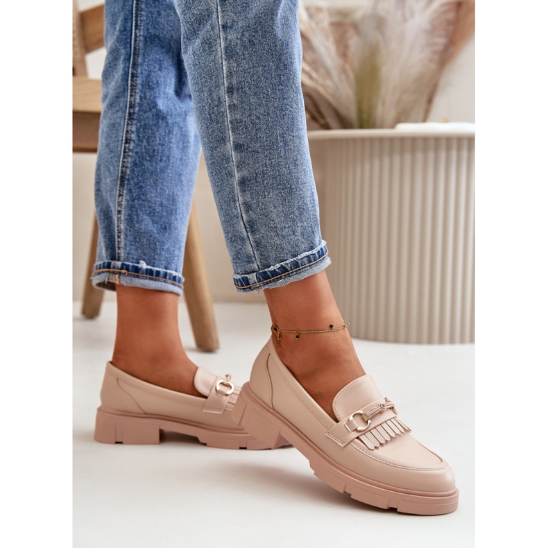 Mocassini da donna con decoro Beige 1