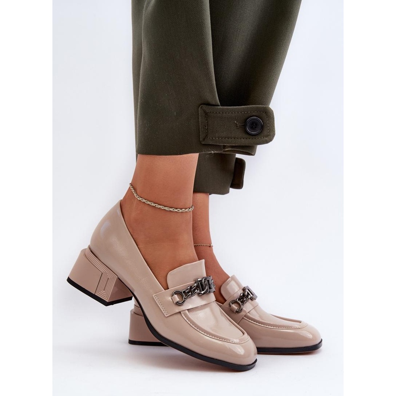 S.Barski Décolleté da donna in vernice beige 1