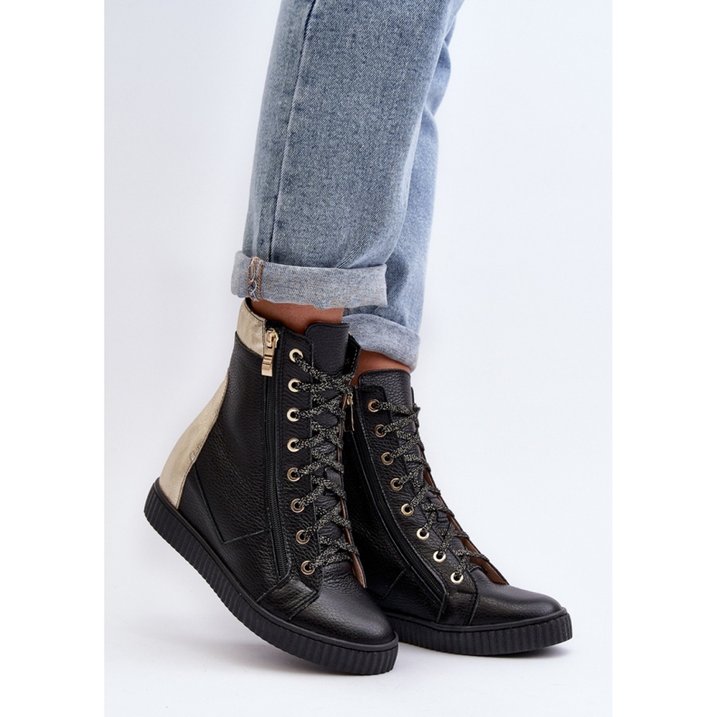 Zazoo Sneakers con zeppa da donna nere nero 1