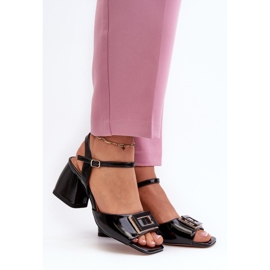 S.Barski Eleganti sandali con tacco in vernice nero 1