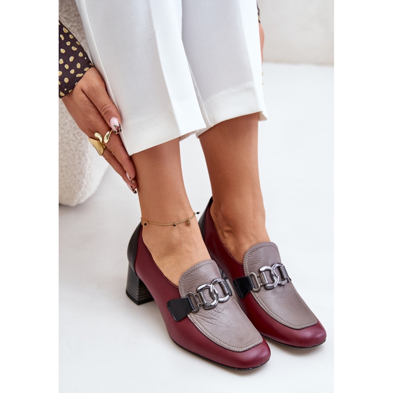 Décolleté da donna con decorazione Laura Messi Bordeaux rosso 1