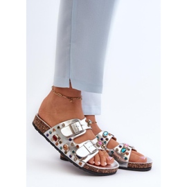 S.Barski Infradito da Donna Decorate con Fibbie Argento 1