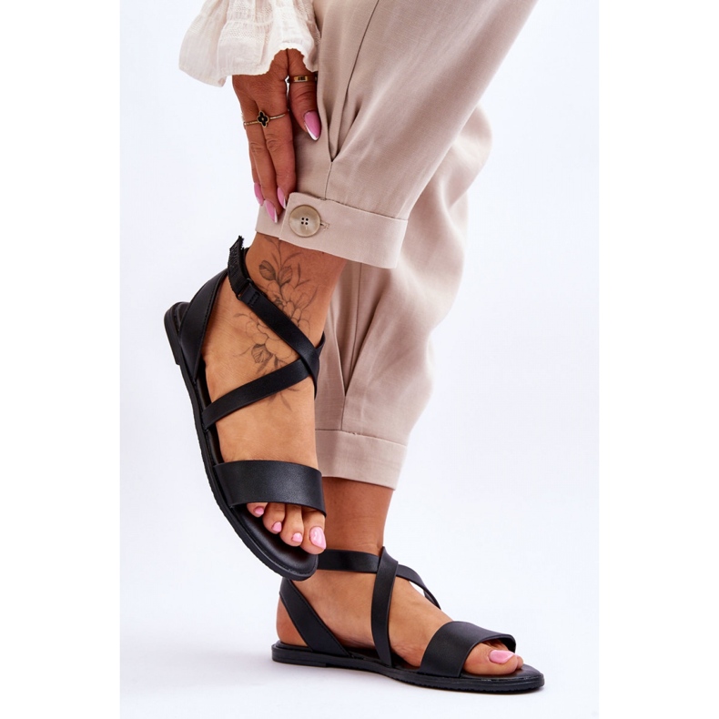 Sandali con cinturino da donna Big Star Black nero 1