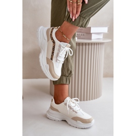 Scarpe sportive beige/leopardo con suola massiccia 1