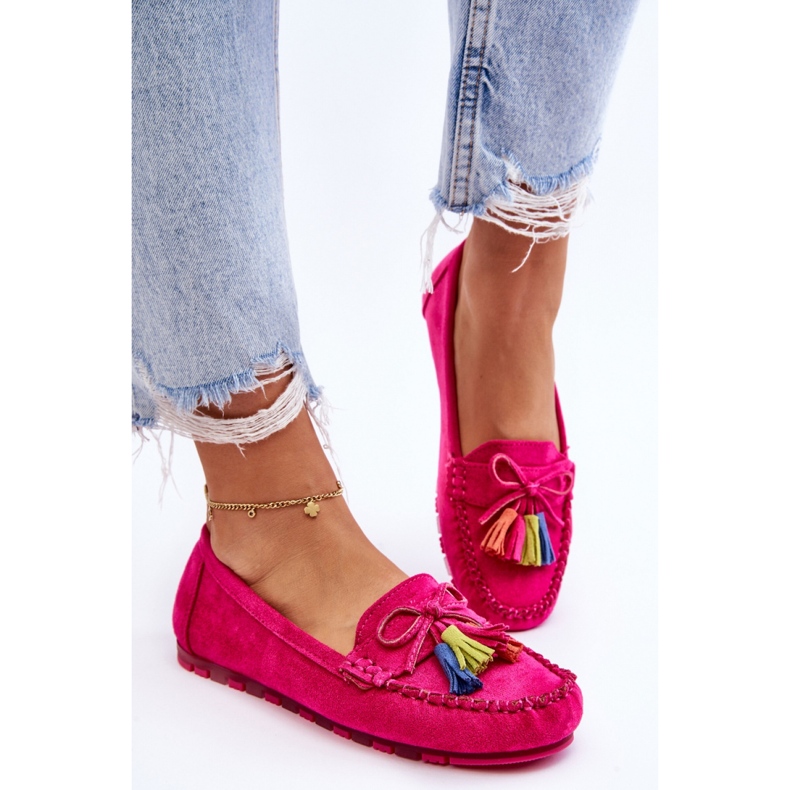 Mocassini da donna con frange Fucsia rosa 1