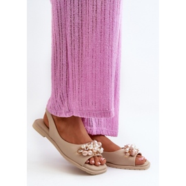 Sandali da donna con decorazioni S.Barski Beige 1