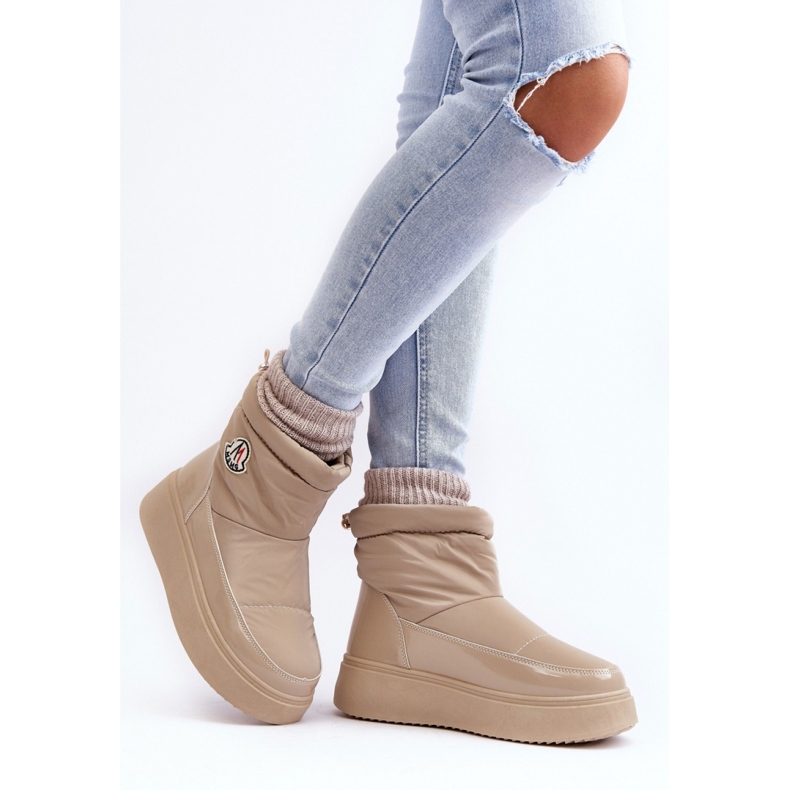 Doposci con plateau da donna beige 1