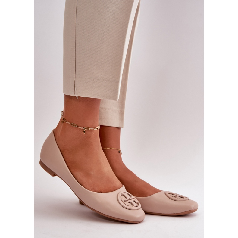 Ballerine da donna con decoro Beige 1