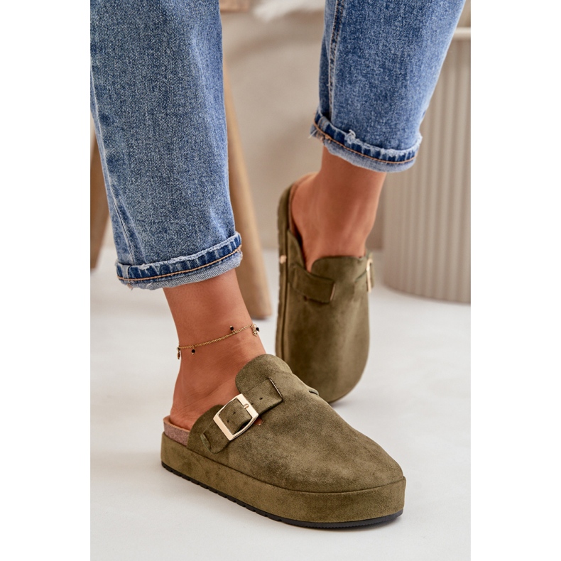 Pantofole da donna sulla piattaforma Green verde 1
