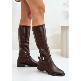Stivali classici da donna con fibbia Marrone 1