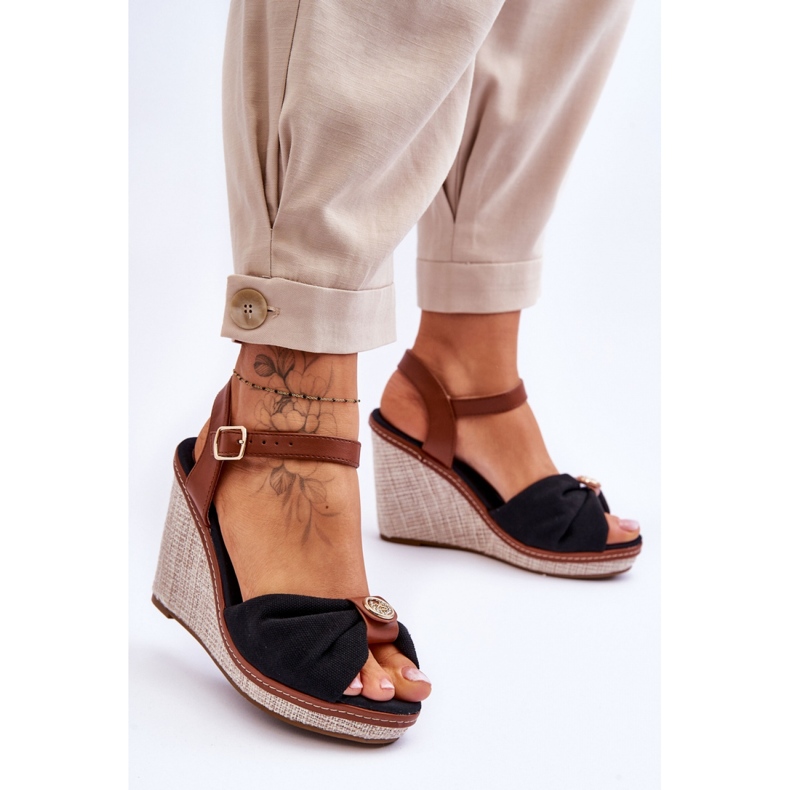 Sandali con zeppa neri da donna nero 1