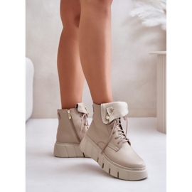 Zazoo Stivali con plateau da donna beige 1