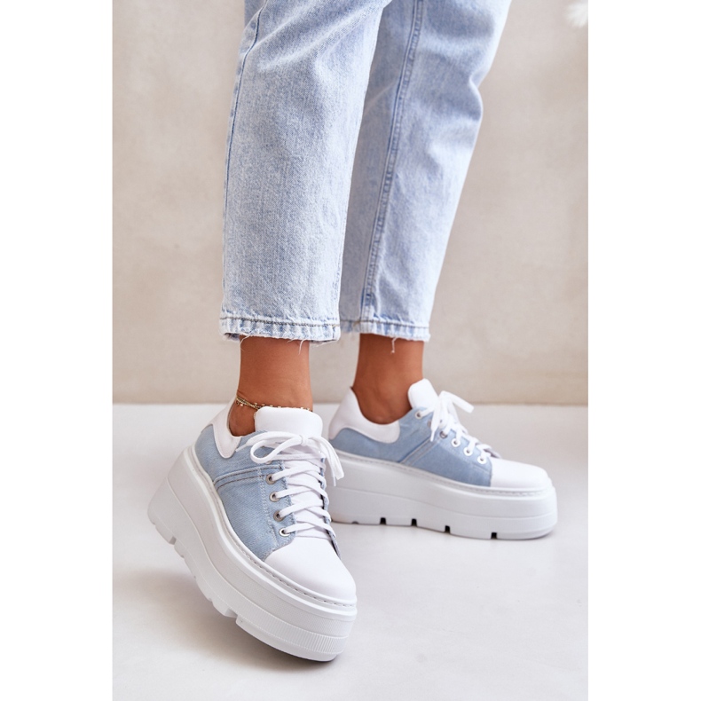 Scarpe sportive con plateau bianche Lewski bianca 1