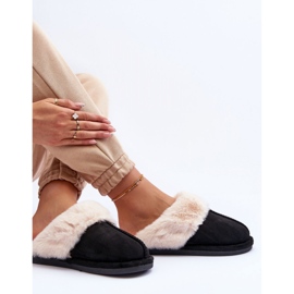 Pantofole da donna nere con pelliccia nero 1