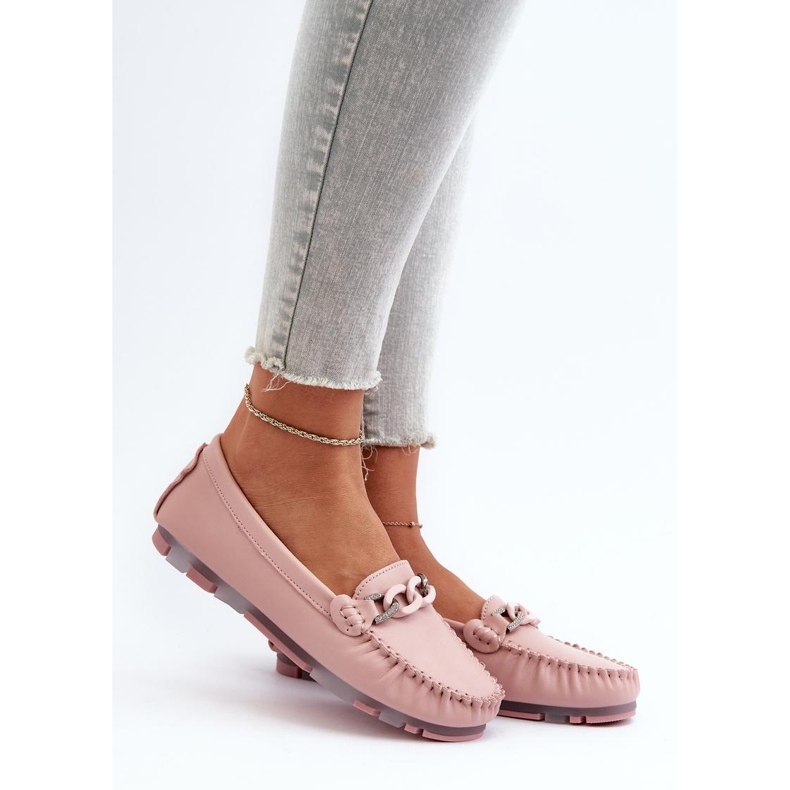 Mocassini da donna con decoro S.Barski Pink rosa 1