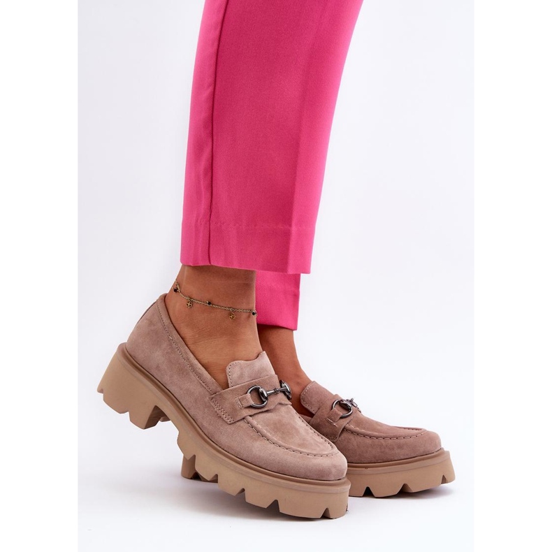 Mocassini da donna beige massiccio alla moda 1