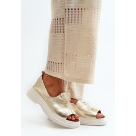 Sandali da donna in pelle naturale Zazoo Gold d'oro 1