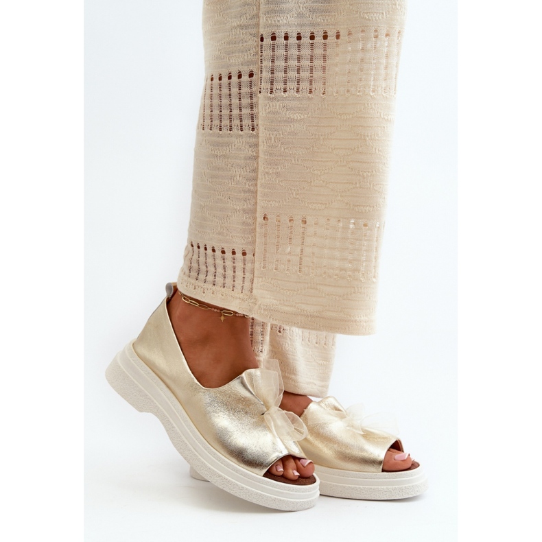 Sandali da donna in pelle naturale Zazoo Gold d'oro 1