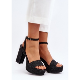 Sandali da donna alla moda realizzati in materiale tessile nero 1