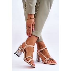 S.Barski Sandali in vernice Modello D&amp;A Beige 1