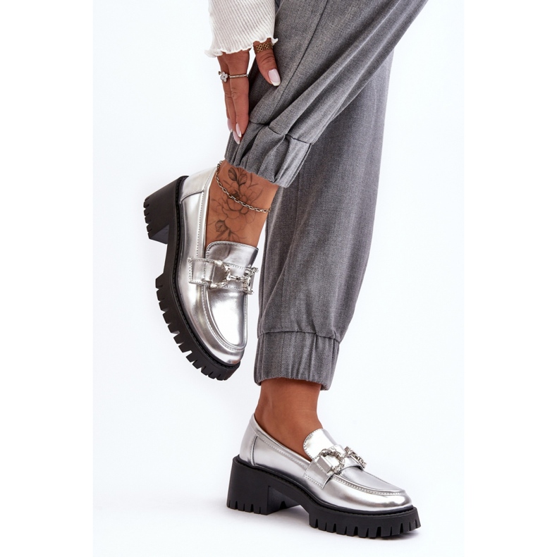 Mocassini slip-on da donna argento 1