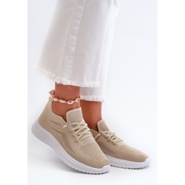 Scarpe sportive con calzino slip-on beige 1