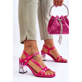 Sandali in vernice fucsia rosa 1