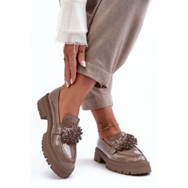 Scarpe da donna con decorazione sulla cintura YL97, beige 1