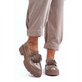 Scarpe da donna con decorazione sulla cintura YL97, beige 2
