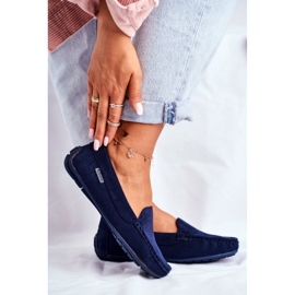 Mocassini da donna realizzati in Eco-suede 20PB26-2190 blu 2