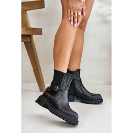 Stivaletti Chelsea con fibbia da donna Sergio Leone TR719-S, di colore nero 1