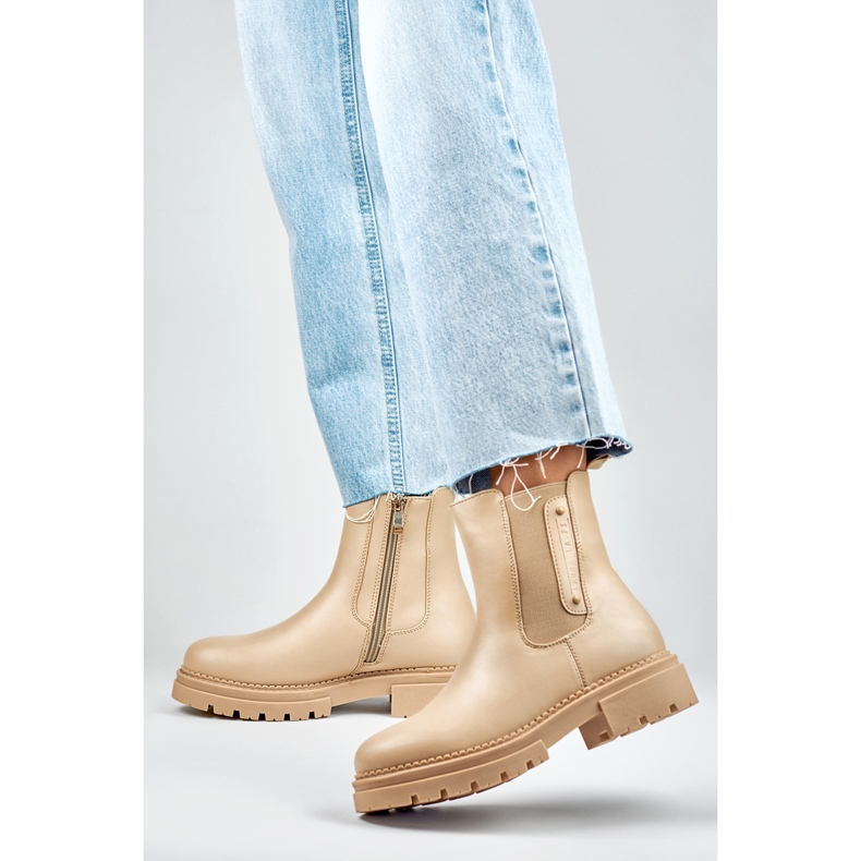 Stivaletti Chelsea da donna 250004TA-PU beige 2