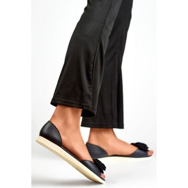 Ballerine da donna con fiocco BG162B, nere nero 1