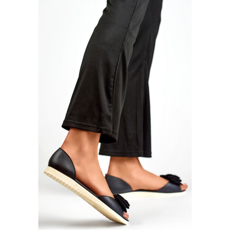 Ballerine da donna con fiocco BG162B, nere nero 1