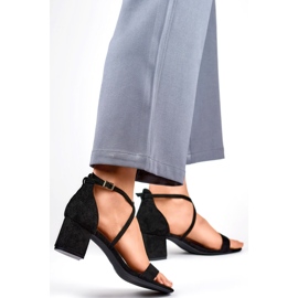 Sandali da donna su blocco 6895B, neri nero 1