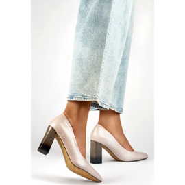 Décolleté con inserto in pelle GD-FL486A-L.BE beige 1
