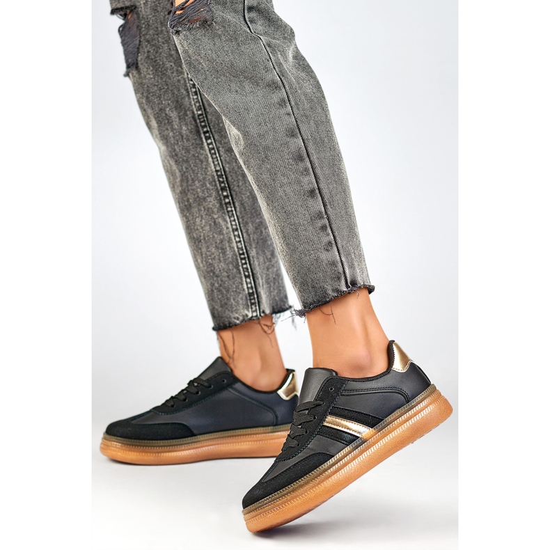 Scarpe sportive da donna A185B, nere e beige nero 1