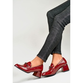 Scarpe laccate con catena GD-FL470BUR, bordeaux rosso 1