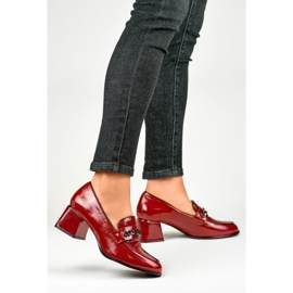 Scarpe laccate con catena GD-FL470BUR, bordeaux rosso 2