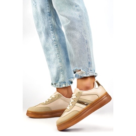 Scarpe sportive da donna A185BE, beige 1