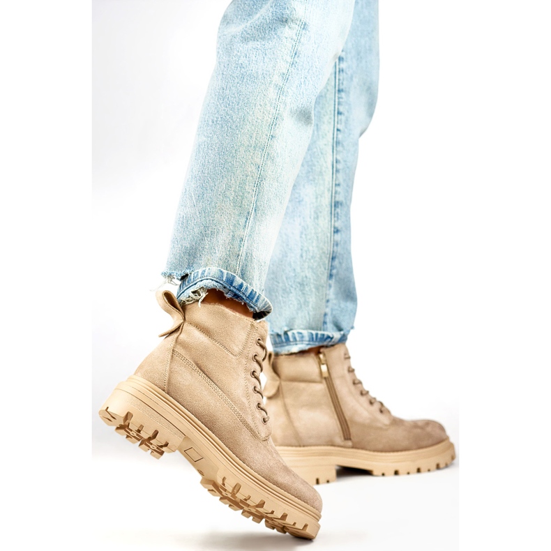 Trapper da donna foderati in pelliccia A5201-39BE, beige 1